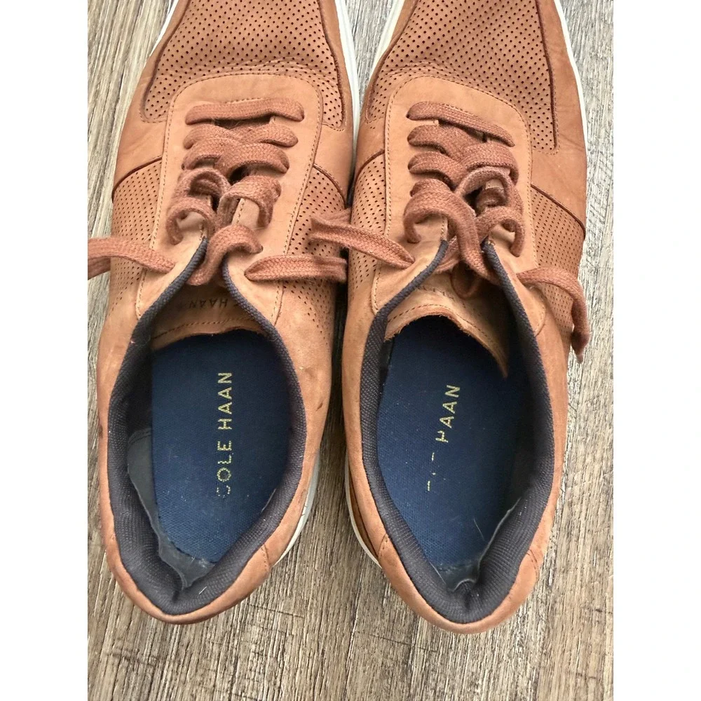 Cole Haan Grand Crosscourt Mens 12M British Tan Leather Perforated Sneakers C339